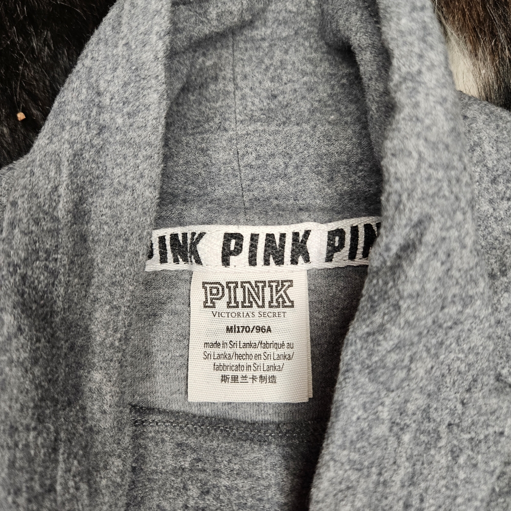 PINK Victoria's Secret Gray Sweater with White and Yellow Accents - Picture 2 of 2